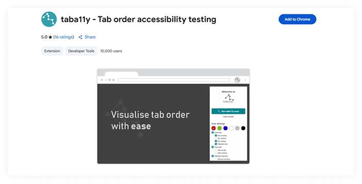 Taba11y:  test your tab order with one click