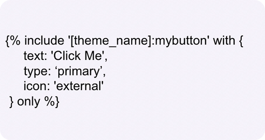 SDC component built with Twig using the "include" function to add template content