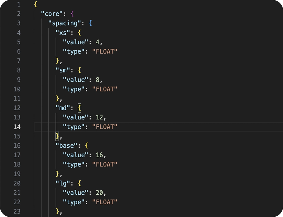 Exporting Tokens: json 